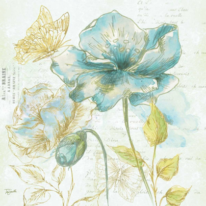 Picture of WATERCOLOR FLOWER SKETCH BLUE II