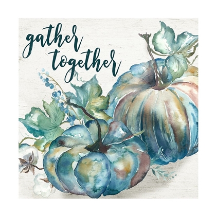 Picture of BLUE WATERCOLOR HARVEST  SQUARE GATHER TOGETHER