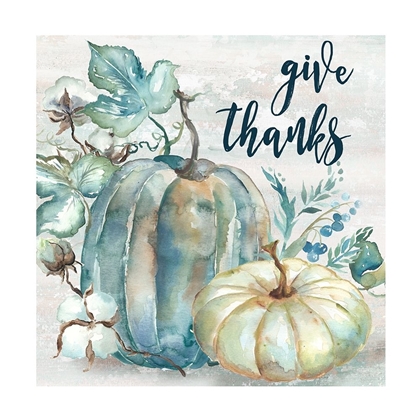 Picture of BLUE WATERCOLOR HARVEST SQUARE GIVE THANKS
