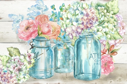 Picture of COLORFUL FLOWERS IN MASON JAR LANDSCAPE