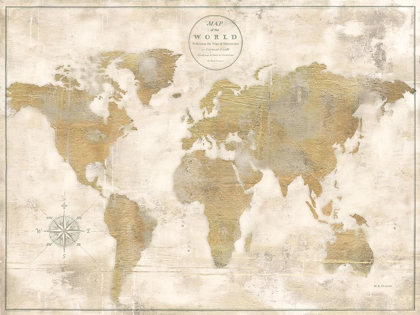 Picture of RUSTIC WORLD MAP CREAM NO WORDS