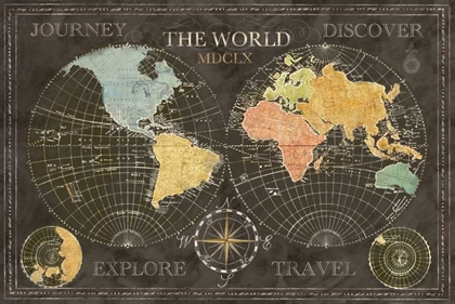 Picture of OLD WORLD JOURNEY MAP BLACK 