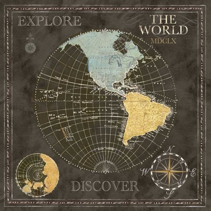 Picture of OLD WORLD JOURNEY MAP BLACK I 