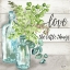 Picture of VINTAGE BOTTLES AND FERNS SQUARE I