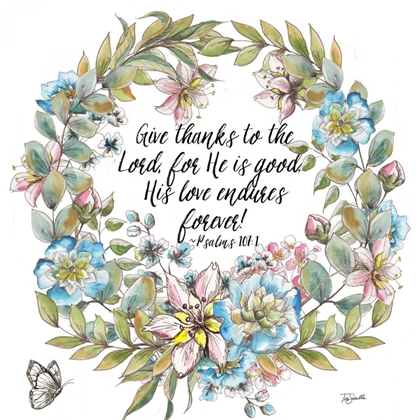 Picture of BOHO FLORAL WREATH PSALMS I