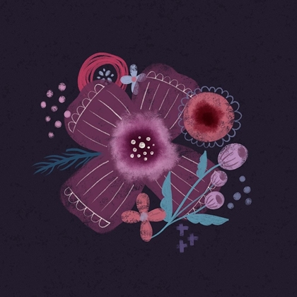 Picture of DARK PURPLE FLORALS I