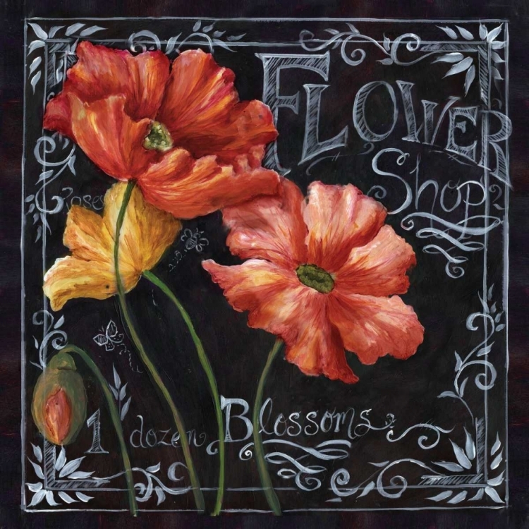 Picture of FLOWERS IN BLOOM CHALKBOARD I 