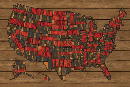 Picture of PRINTERS BLOCK US MAP RED
