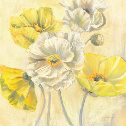 Picture of GOLD AND WHITE CONTEMPORARY POPPIES I