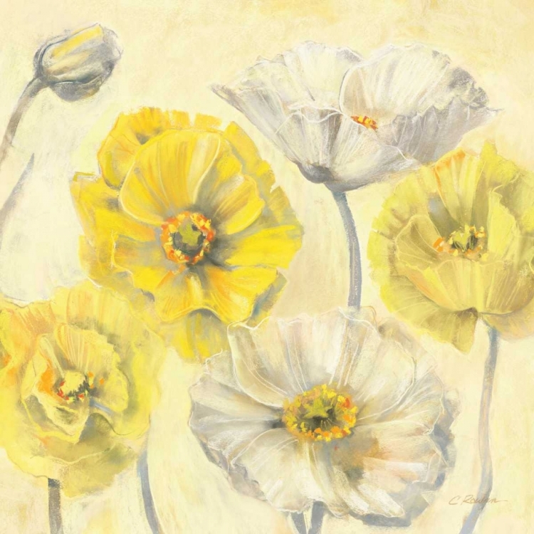 Picture of GOLD AND WHITE CONTEMPORARY POPPIES II