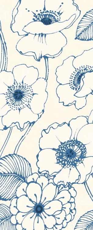 Picture of PEN AND INK FLOWERS ON CREAM PANEL II