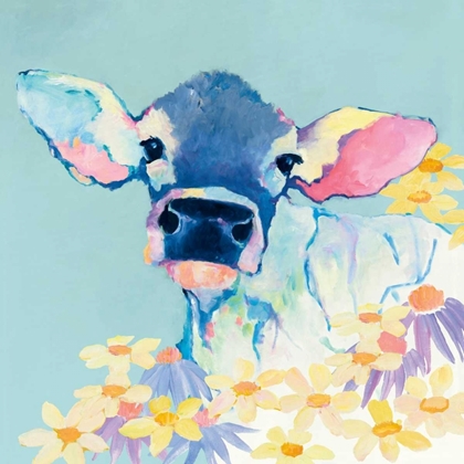Picture of BESSIE WITH FLOWERS ON TEAL