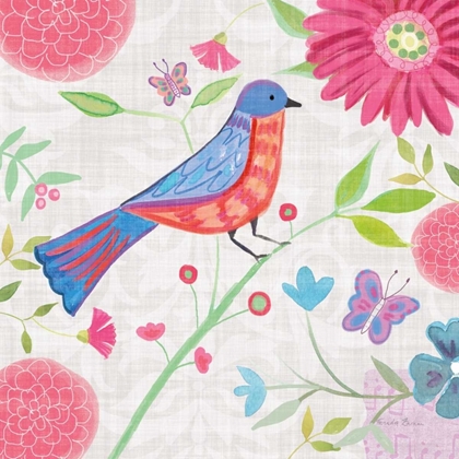 Picture of DAMASK FLORAL AND BIRD II V2