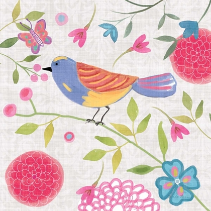 Picture of DAMASK FLORAL AND BIRD III V2