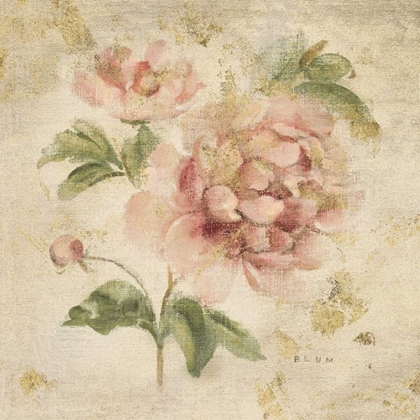 Picture of CORAL ROSE ON ANTIQUE LINEN LIGHT GOLD