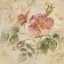 Picture of BURGUNDY ROSE ON ANTIQUE LINEN LIGHT GOLD