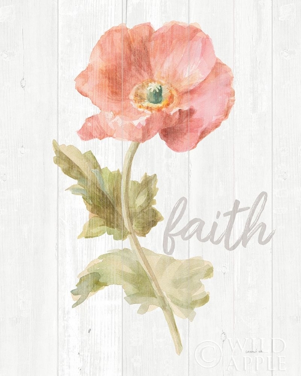 Picture of GARDEN POPPY ON WOOD FAITH