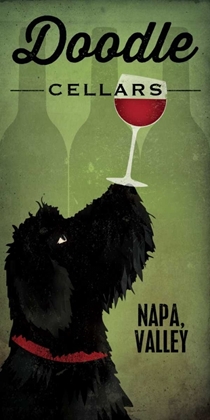 Picture of DOODLE WINE II BLACK DOG
