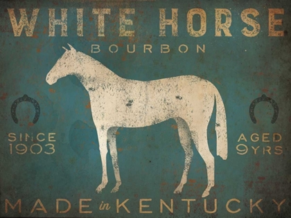 Picture of WHITE HORSE WITH WORDS BLUE