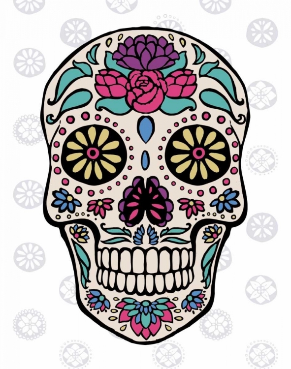 Picture of SUGAR SKULL III ON GRAY
