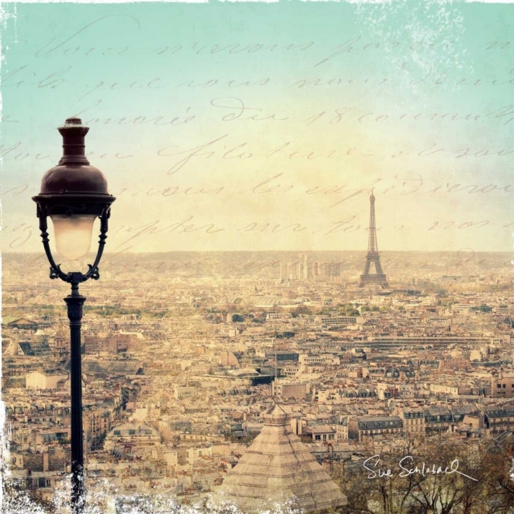 Picture of EIFFEL LANDSCAPE LETTER BLUE I