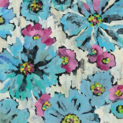 Picture of GRAPHIC PINK AND BLUE FLORAL I