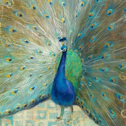 Picture of BLUE PEACOCK ON GOLD