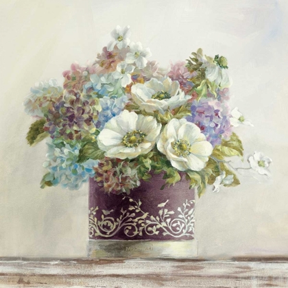 Picture of ANEMONES IN AUBERGINE HATBOX