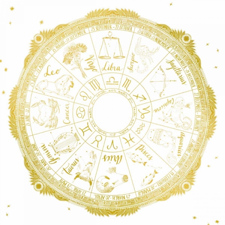 Picture of NIGHT SKY ZODIAC WHITE AND GOLD