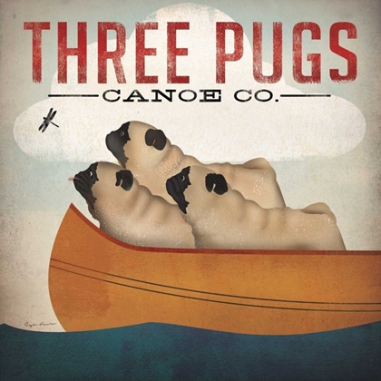 Picture of THREE PUGS IN A CANOE V