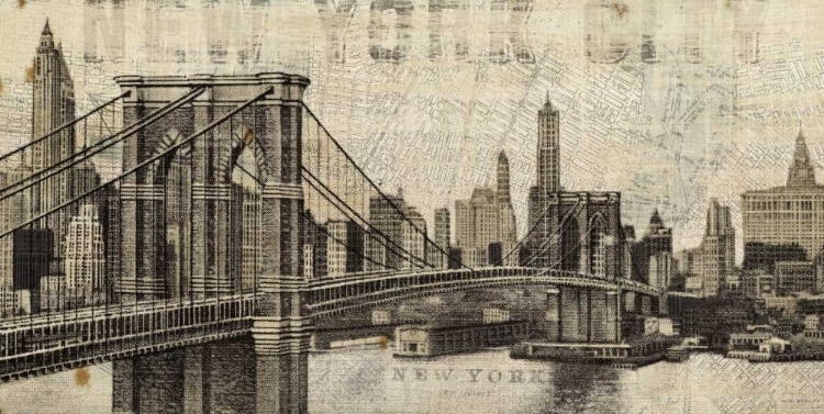 Picture of VINTAGE NY BROOKLYN BRIDGE SKYLINE