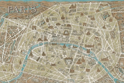 Picture of MONUMENTS OF PARIS MAP BLUE