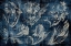 Picture of VINTAGE TULIP FLORAL ETCHING INDIGO
