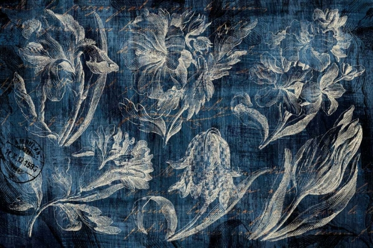 Picture of VINTAGE TULIP FLORAL ETCHING INDIGO