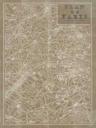 Picture of BLUEPRINT MAP PARIS TAUPE