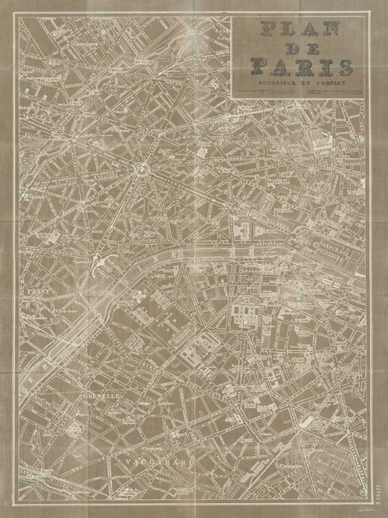 Picture of BLUEPRINT MAP PARIS TAUPE