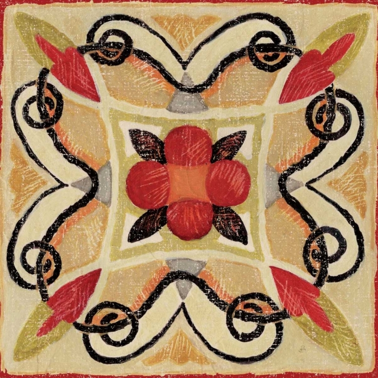 Picture of BOHEMIAN ROOSTER TILE SQUARE I