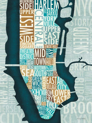 Picture of MANHATTAN MAP BLUE BROWN 