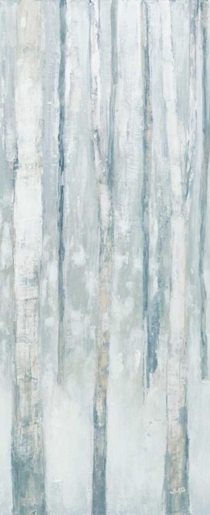 Picture of BIRCHES IN WINTER BLUE GRAY PANEL III