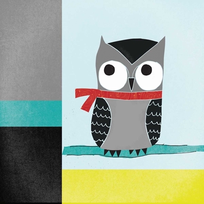 Picture of OWLS III BLUE GRAY AND YELLOW