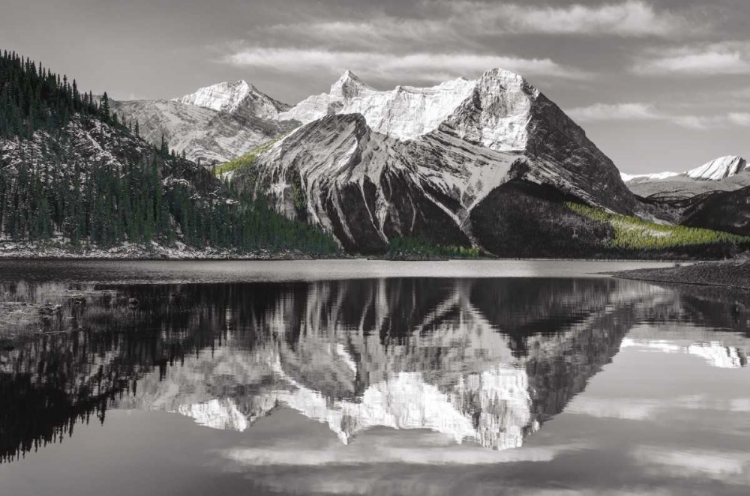Picture of KANANASKIS LAKE REFLECTION BW WITH COLOR