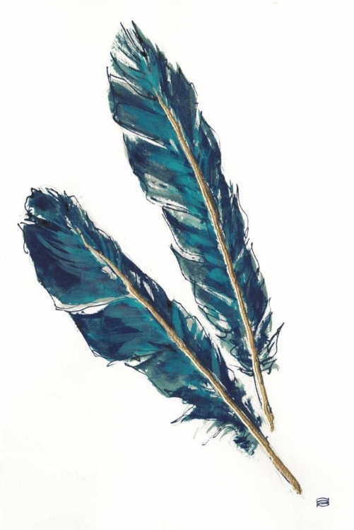 Picture of GOLD FEATHERS III INDIGO