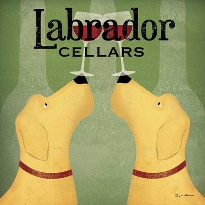 Picture of TWO LABRADOR WINE DOGS SQUARE