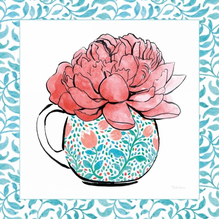 Picture of FLORAL TEACUP I VINE BORDER