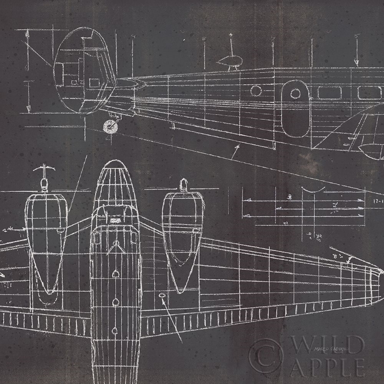 Picture of PLANE BLUEPRINT II NO WORDS POST