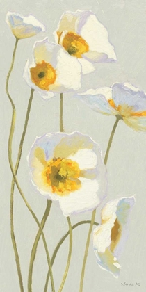Picture of WHITE ON WHITE POPPIES PANEL I