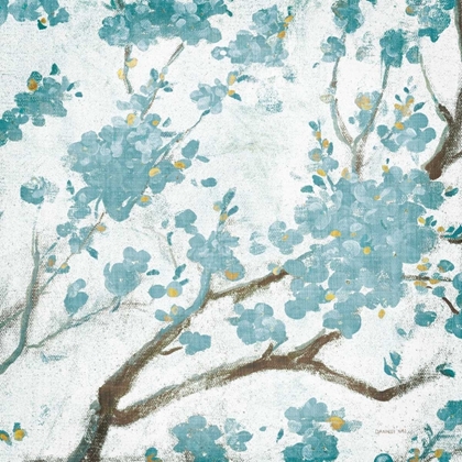 Picture of TEAL CHERRY BLOSSOMS I ON CREAM AGED NO BIRD