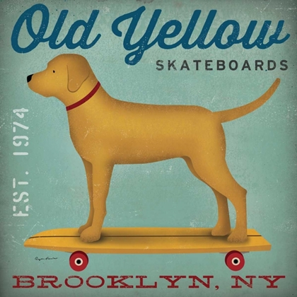 Picture of GOLDEN DOG ON SKATEBOARD