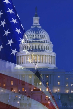 Picture of WASHINGTON, DC US FLAG AND US CAPITOL BUILDING