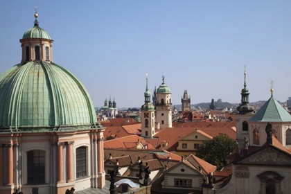 Picture of CZECH REPUBLIC, PRAGUE, OLD TOWN  CHURCH TOWERS